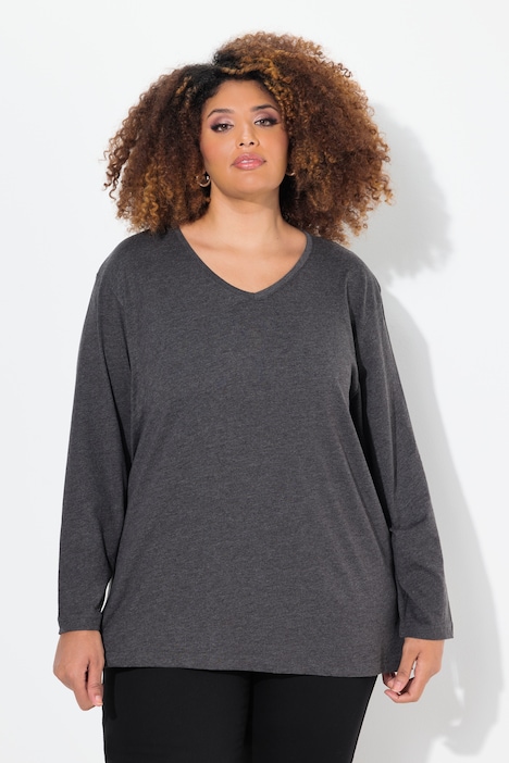Shirt, V-Ausschnitt, Relaxed, Langarm