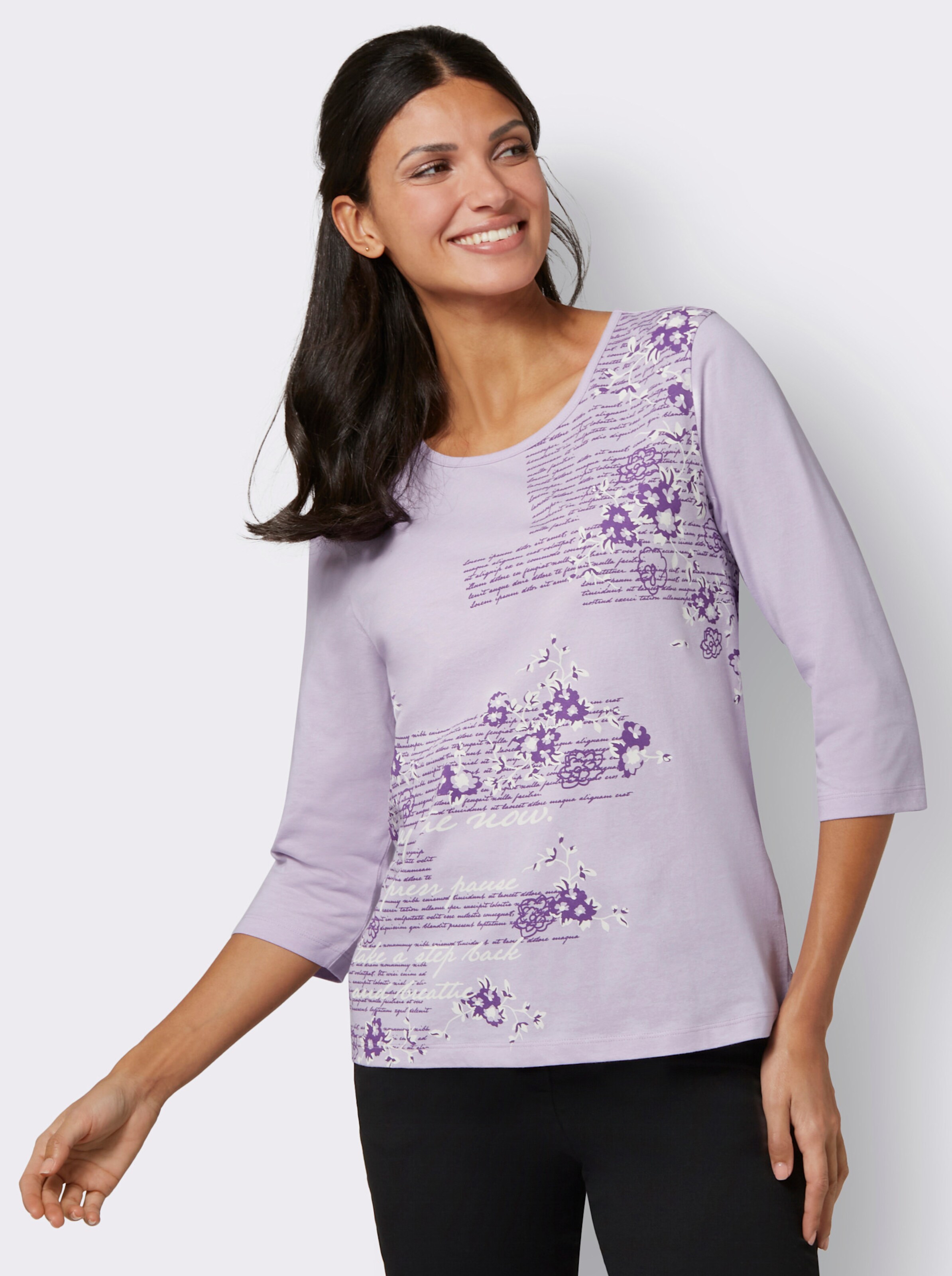 Rundhalsshirt mit platziertem Druck