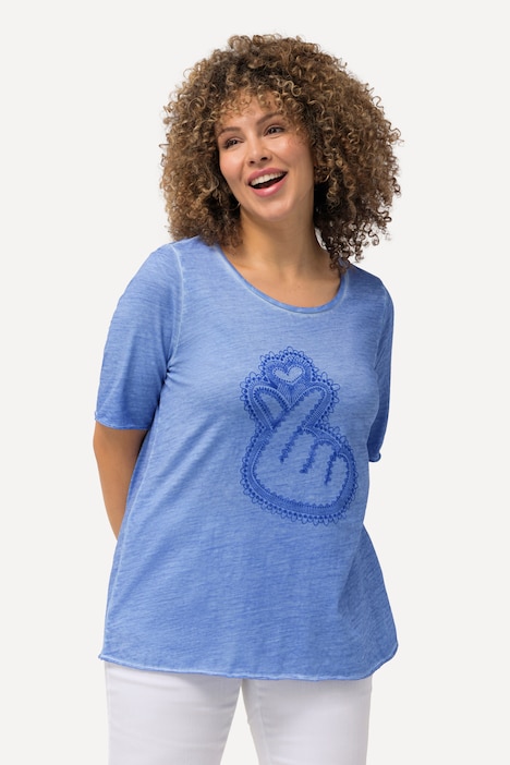T-Shirt, Flockdruck, Classic, Rundhals, Halbarm