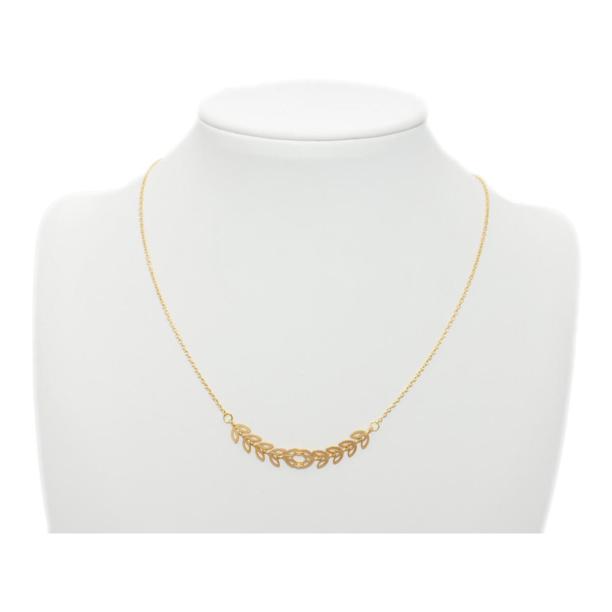 Collier  feuilles de laurier - doré à l 'or fin