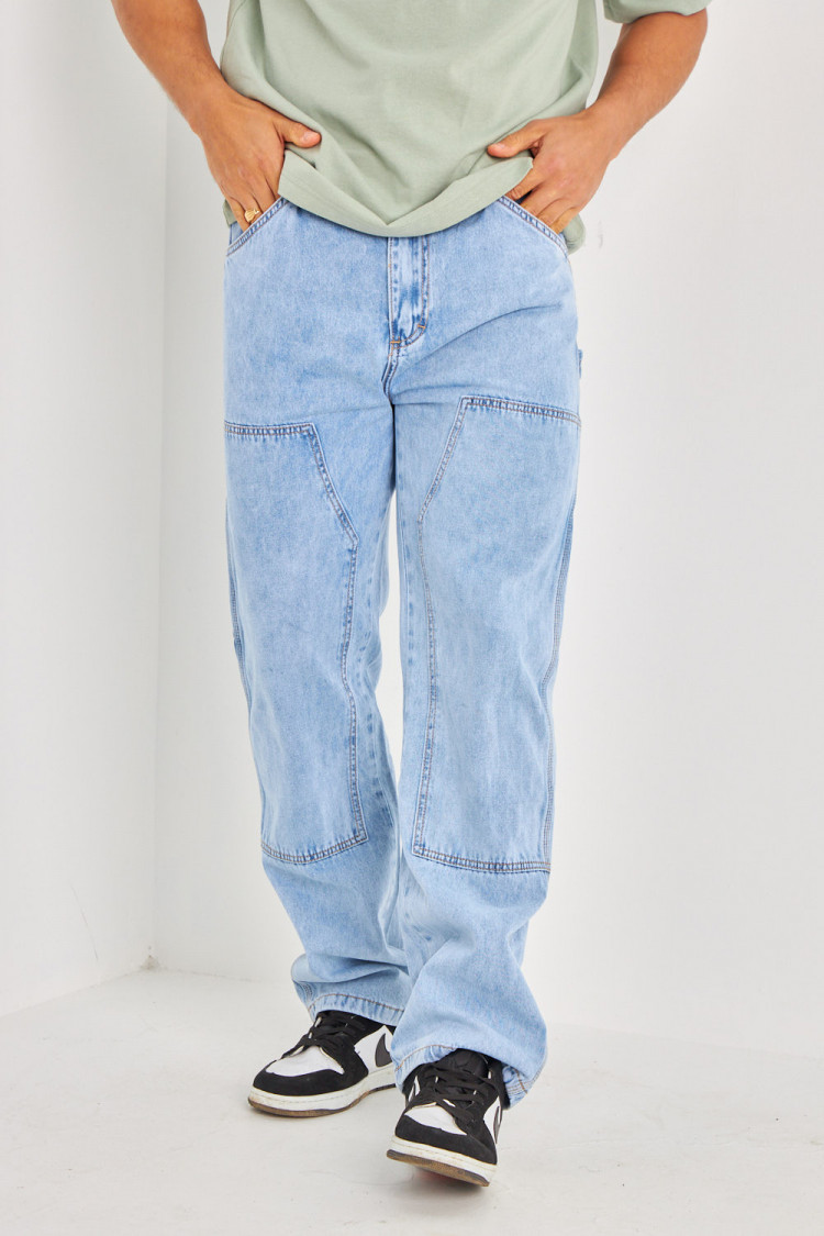 Jeans baggy poche cargo bleu
