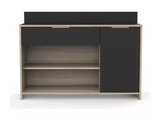 Buffet de cuisine L 123cm - Décor chene brut et noir - MIKE