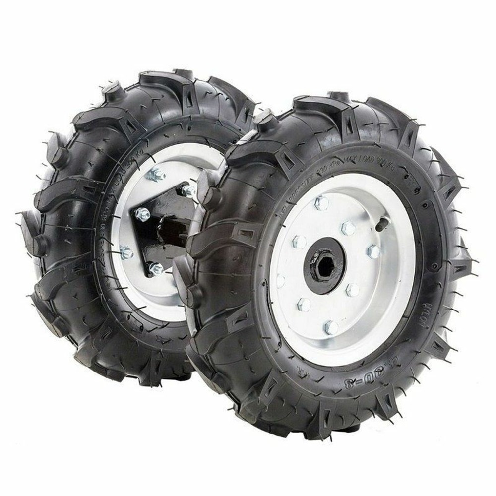 Kit 2 roues pneumatique avec moyeux pour motobineuse et motoculteur 400x8 lea