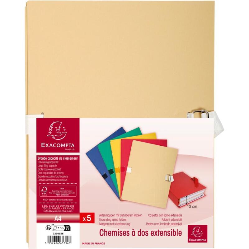 Chemise dos extensible papier 24x32cm - filmée par 5