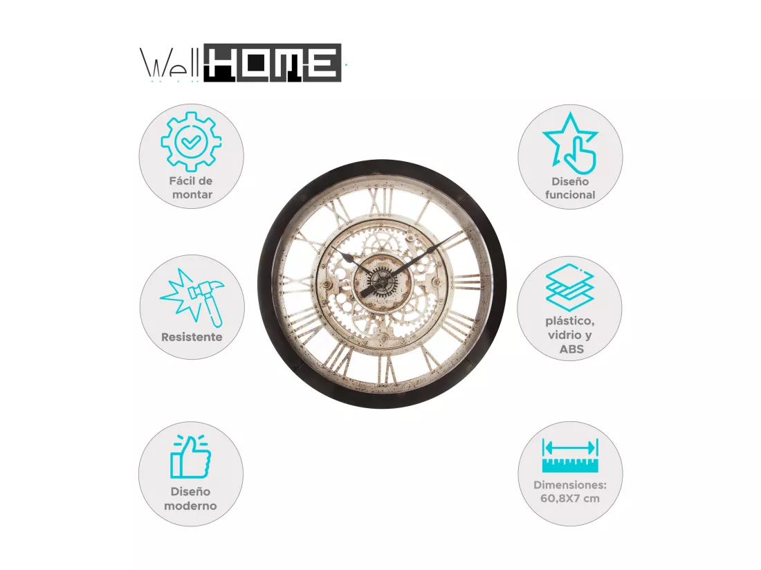 WELL HOME - Horloge mécanique en plastique Ø60,8X7