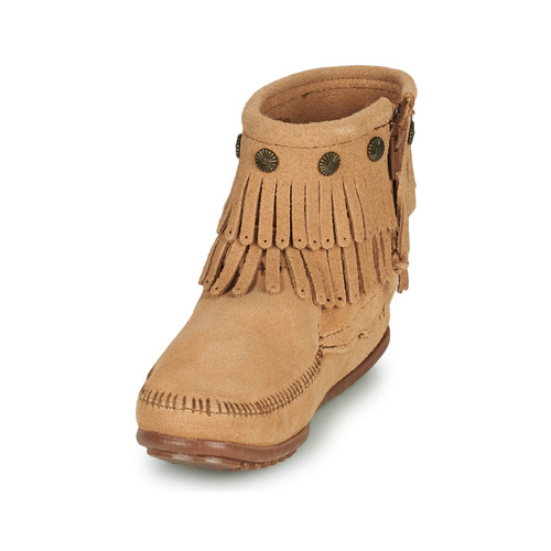 Minnetonka - DOUBLE FRINGE SIDE ZIP BOOT - Marron