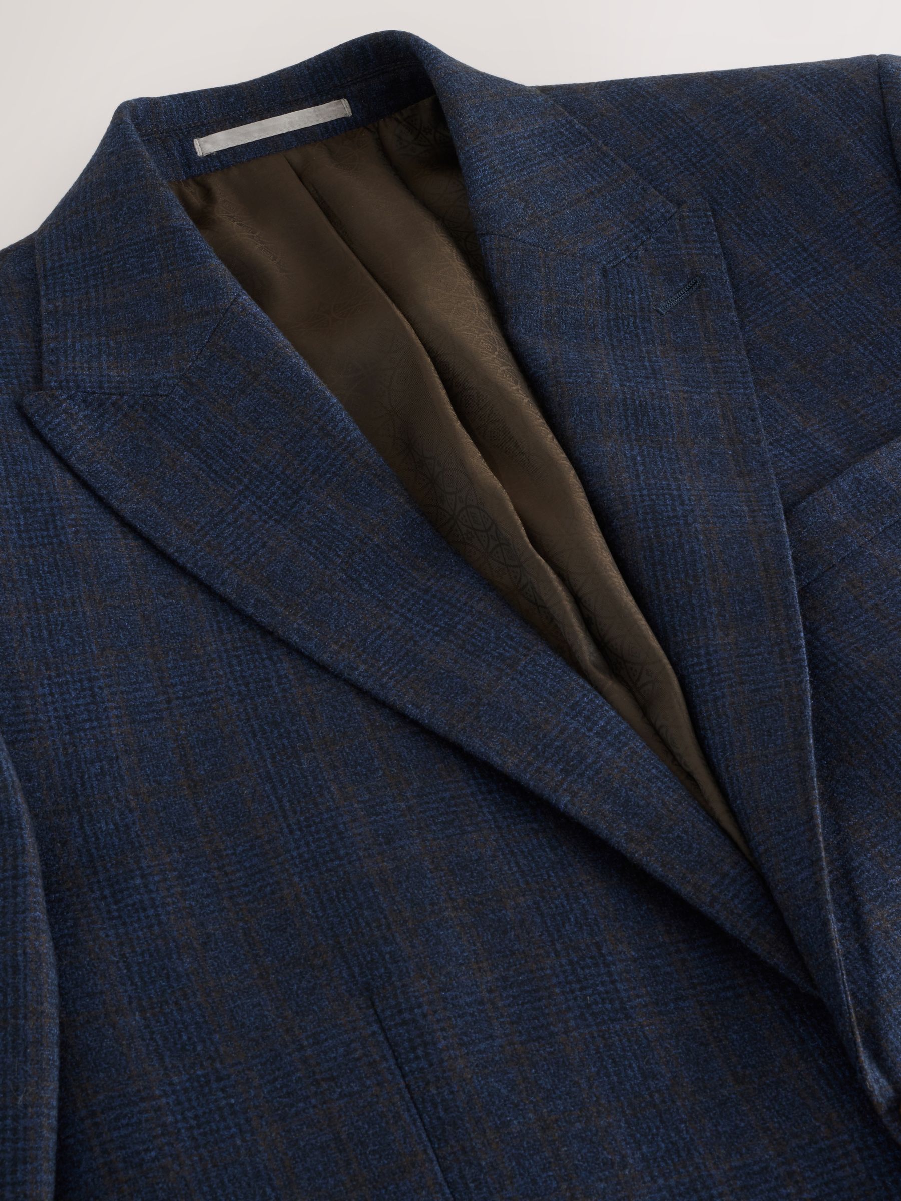 Donkerblauw - Slim Fit Signature Marzotto 100% Italian Wool Check Suit Jacket