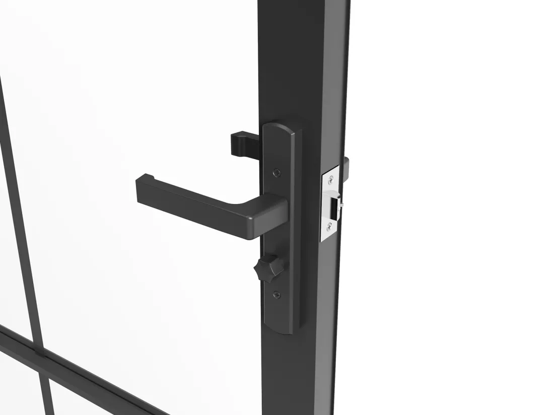 Bloc porte réversible en aluminium et verre trempé - H204 x L83 cm - Noir - SEROTO