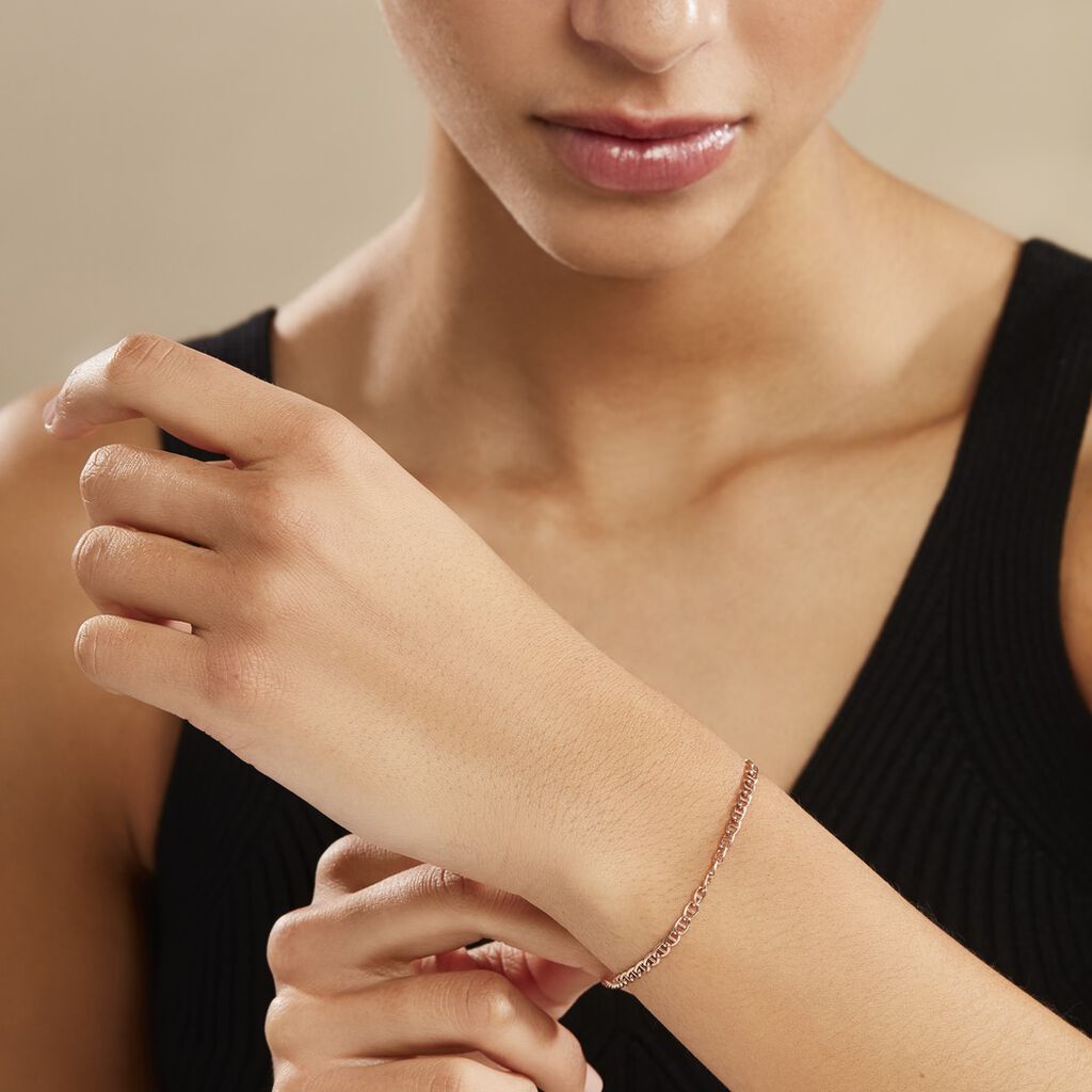 Bracelet Capucin Maille Marine Plate Or Rose