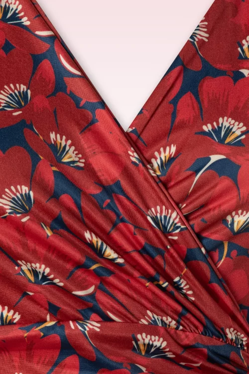 Vintage Chic for Topvintage Irene Floral cross over swing jurk in rood