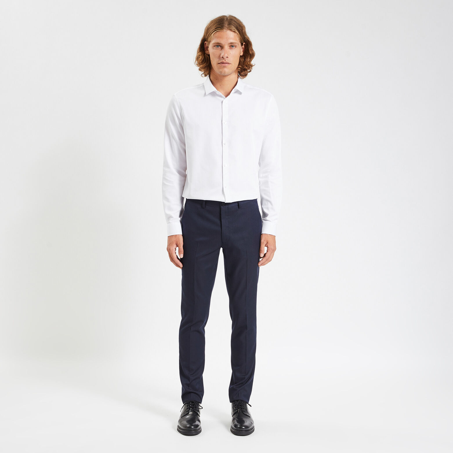 Pantalon de costume uni slim Bleu foncé