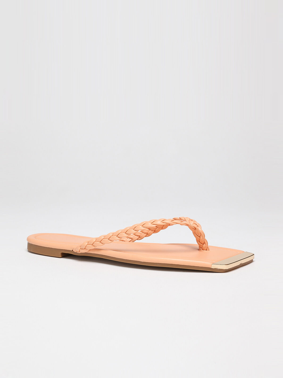 Tongs à bout carré avec détail- orange