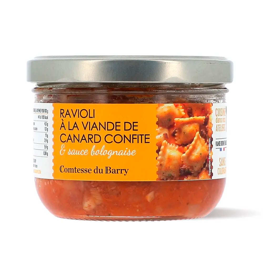 Les raviolis au confit de canard et sauce bolognaise