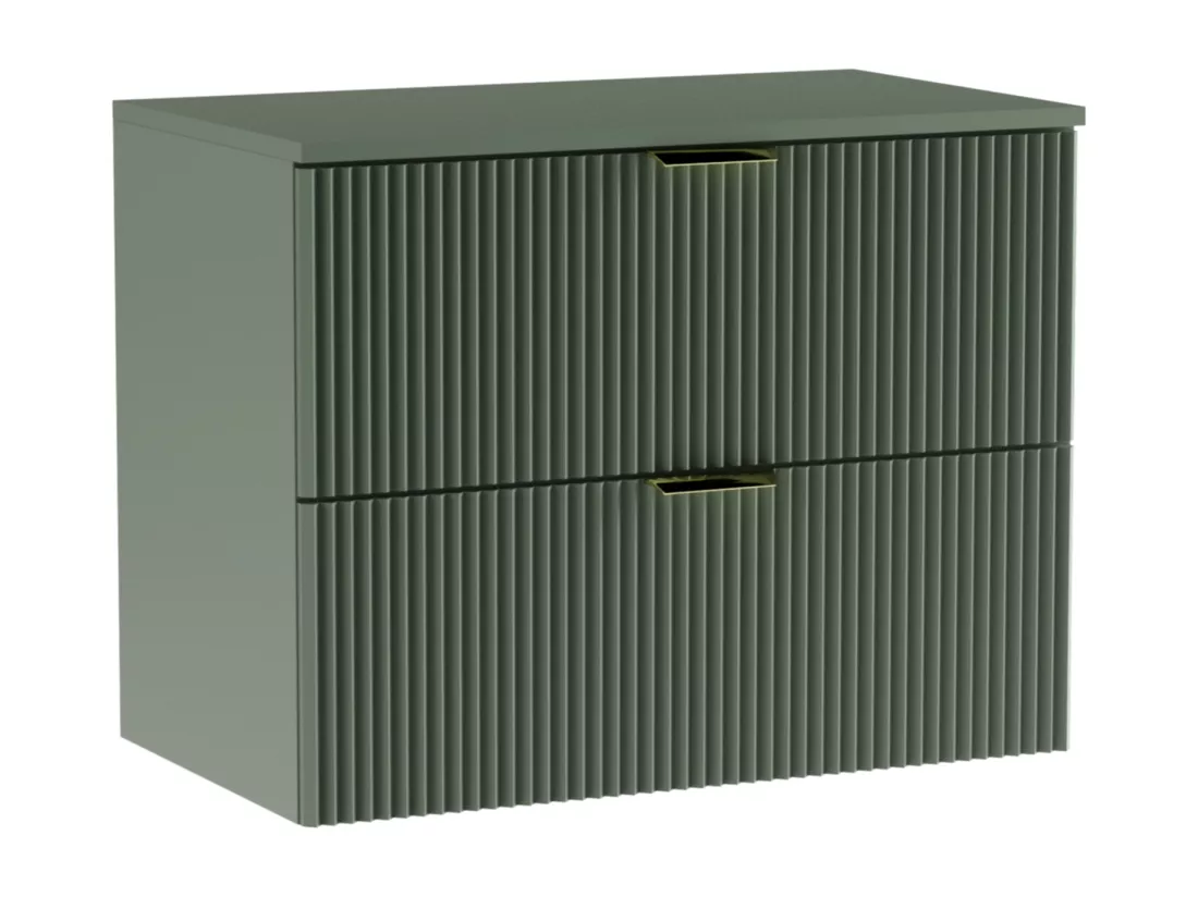 Meuble lavabo WENA, façades cannelées, Willy, 80x60x47 cm, Vert