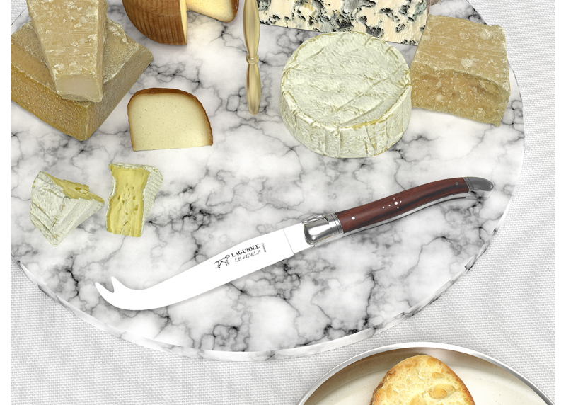 Couteau à fromage Laguiole avec un manche en bois de violette et mitres en acier inoxydable