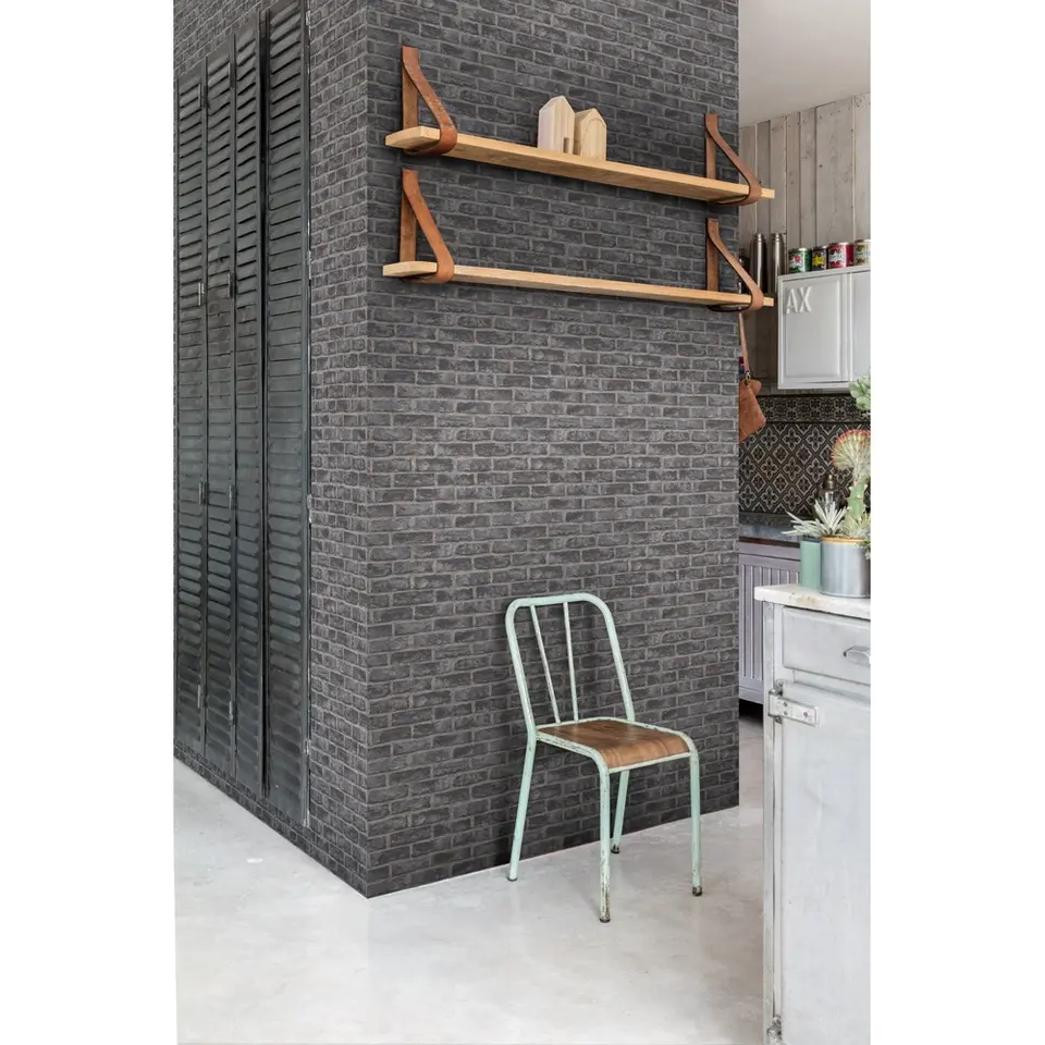 Dutch Wallcoverings - Exposure baksteen zwart - 0,53x10,05m