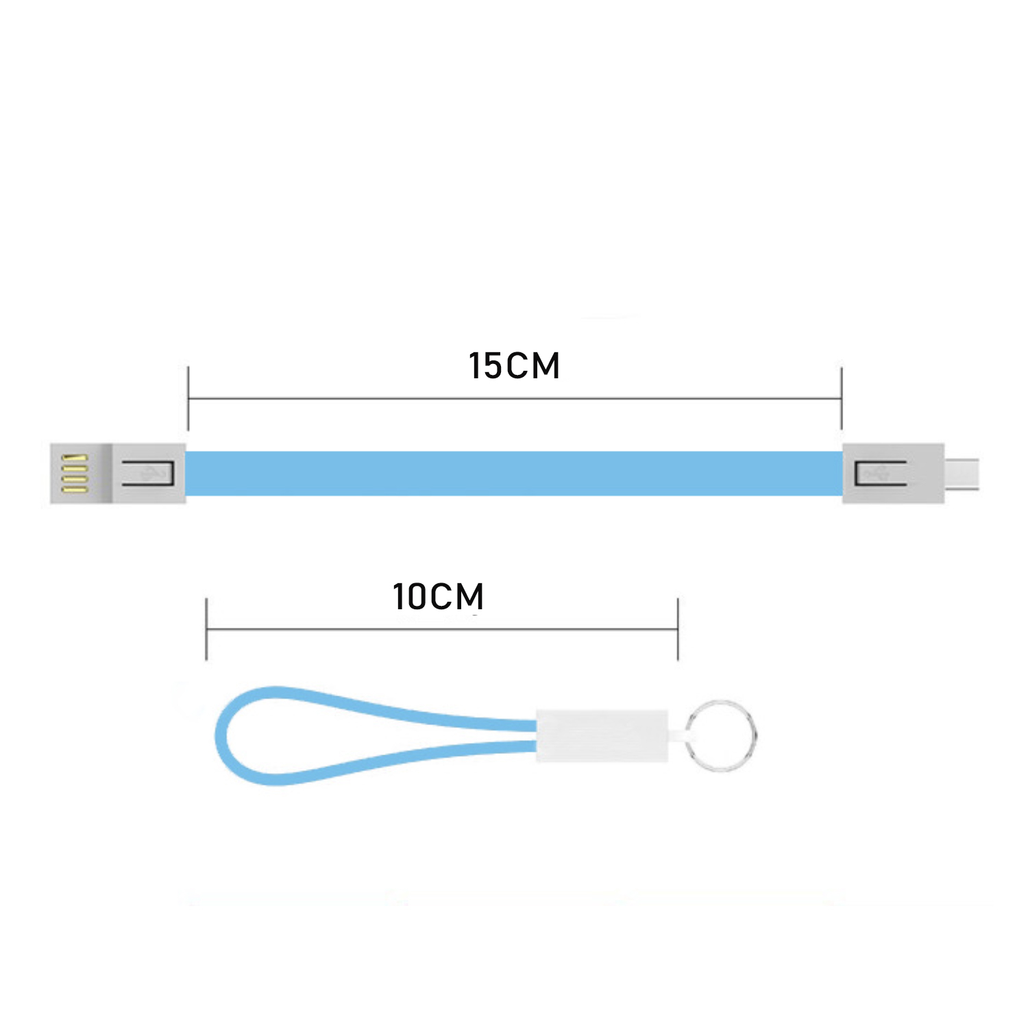 Schlüsselanhänger Ladekabel USB A auf USB C Datenkabel mit Spaltring - Grün