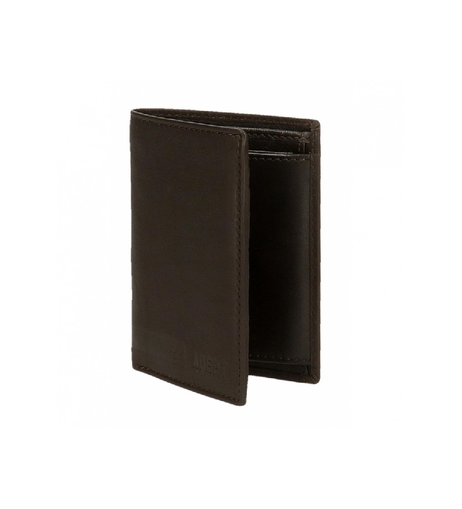 Carteira vertical Joumma Bags Adept Alan com porta-moedas, marrom - 8,5 x 11,5 x 1 cm -