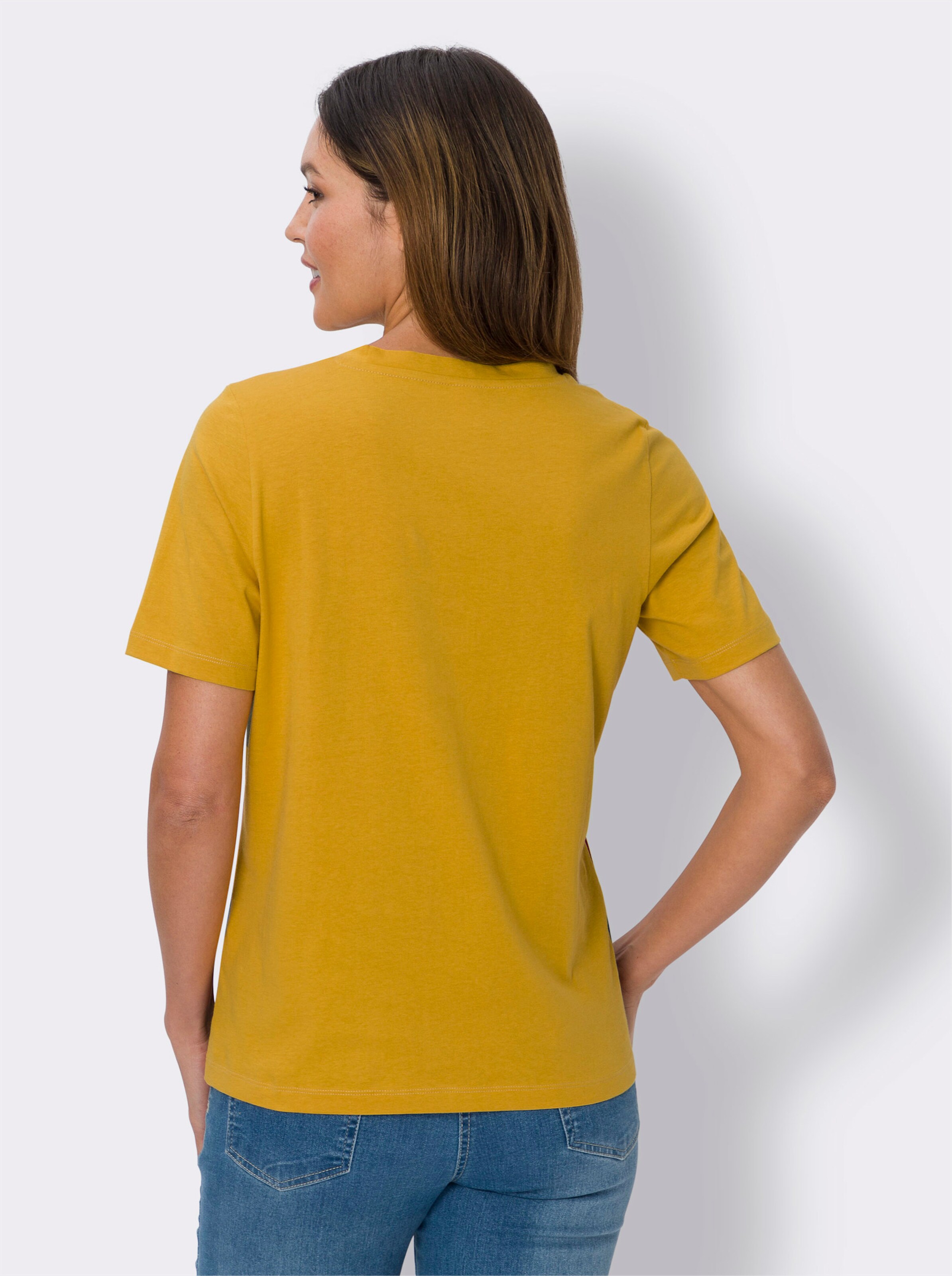 Streifenshirt mit Knöpfen in Holz-Optik