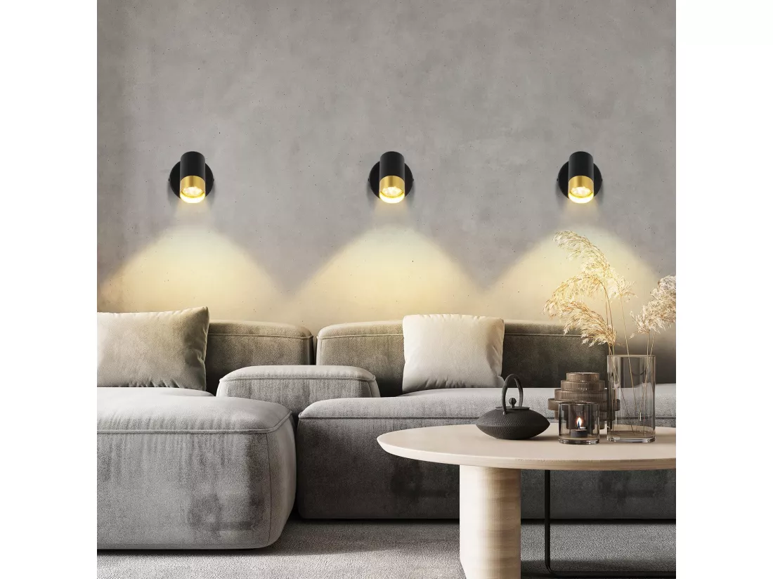 NETTLIFE Spot de plafond GU10 lampe de couloir noir or orientable à 350° vintage salon chambre cuisine