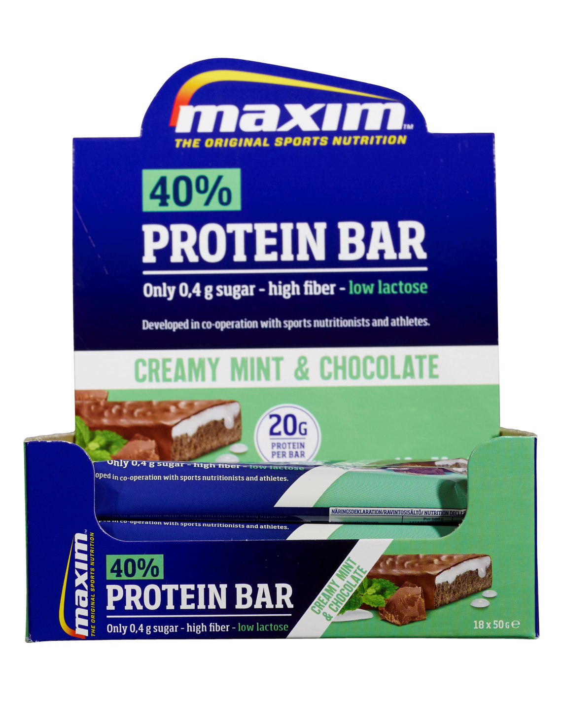 Maxim 40% Protein Bar Chocolate &amp; Mint 18x50g