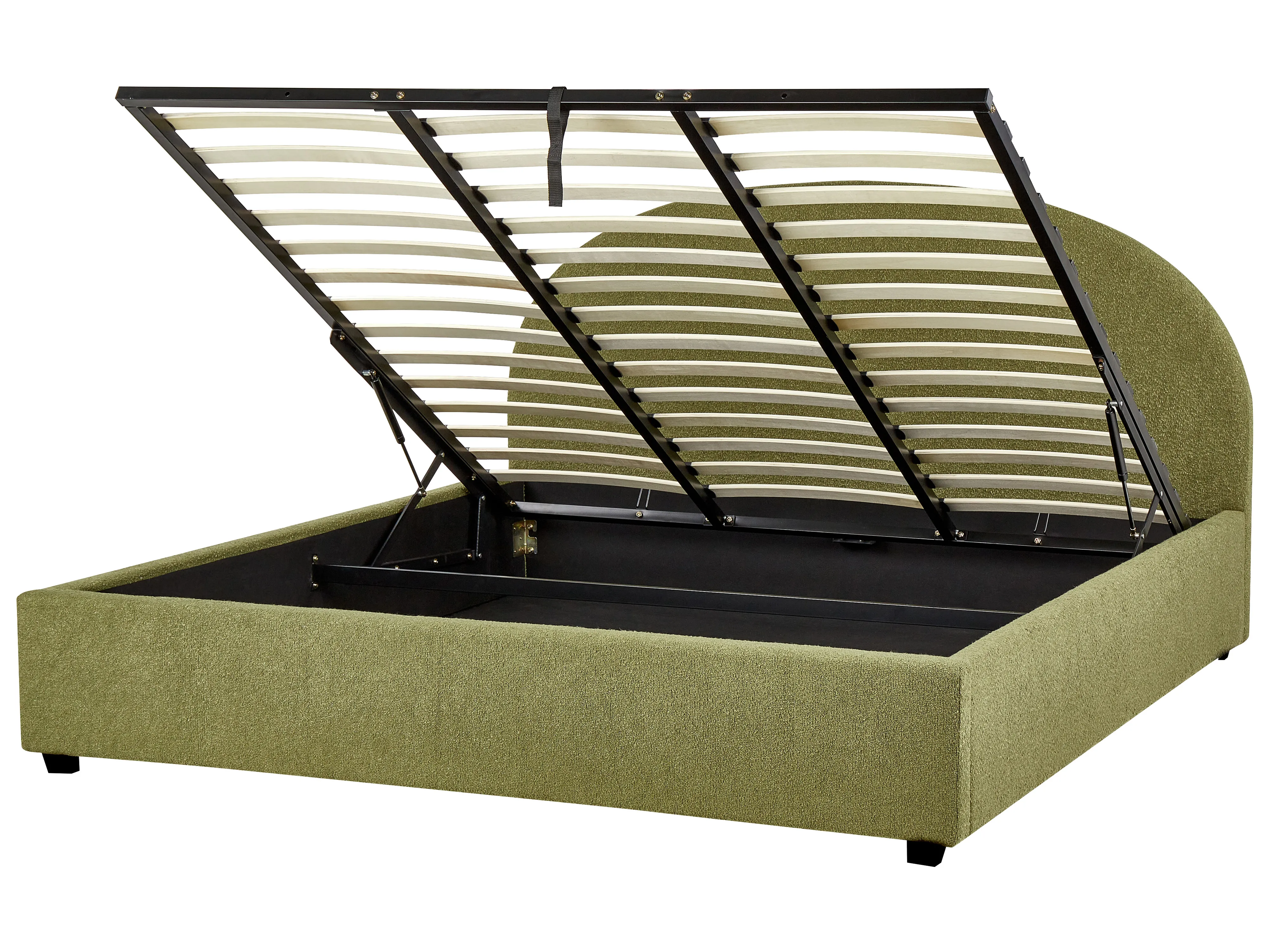 Bed met opbergruimte Bouclé VAUCLUSE 180 x 200 cm Olijfgroen
