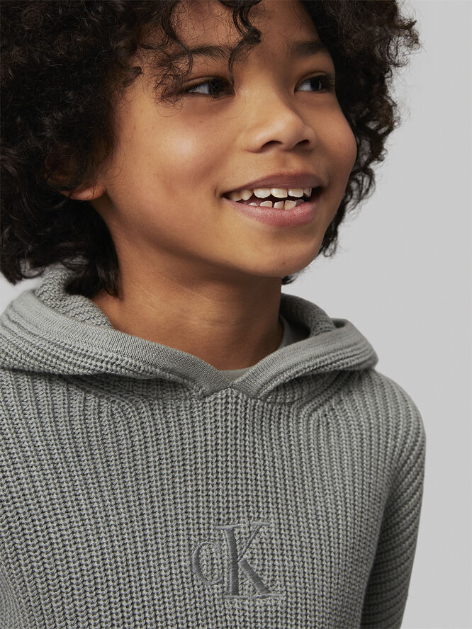 Calvin Klein RIBBED MONOGRAM HOODIE SWEATER Msw