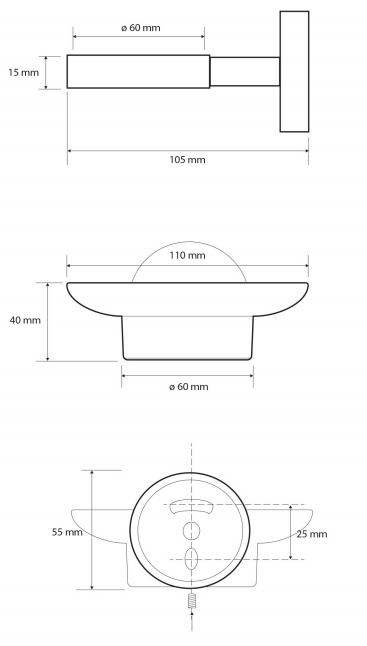 Sapho X-Round zeephouder rond zwart