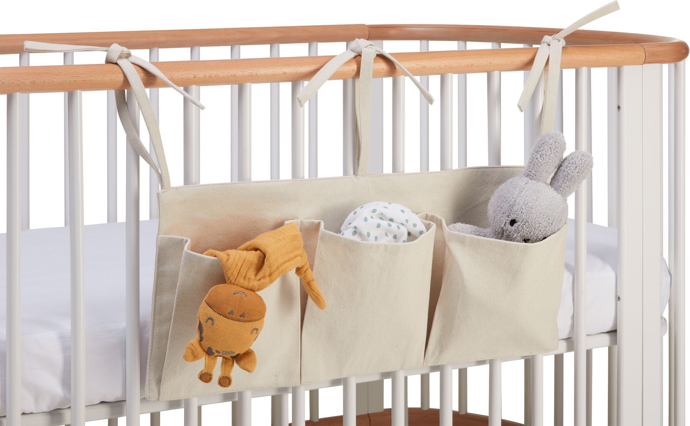 TULIA Babybett Aufbewahrungstasche - Beige / B: 57.0 cm x H: 24.0 cm