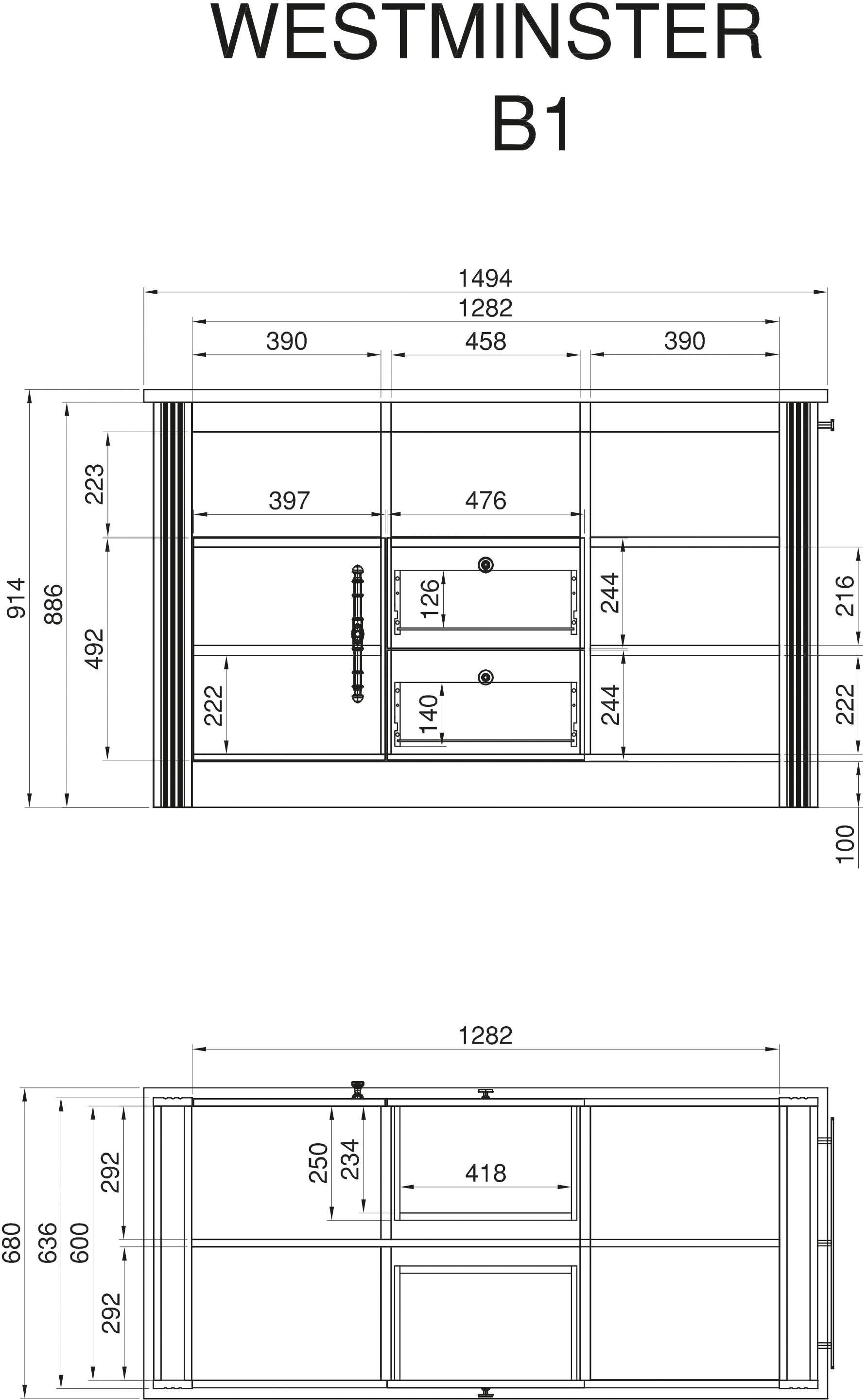 KOCHSTATION Unterschrank »KS-Westminster« Kücheninsel frei im Raum stellbar, Breite 150 cm, exclusiv by Otto