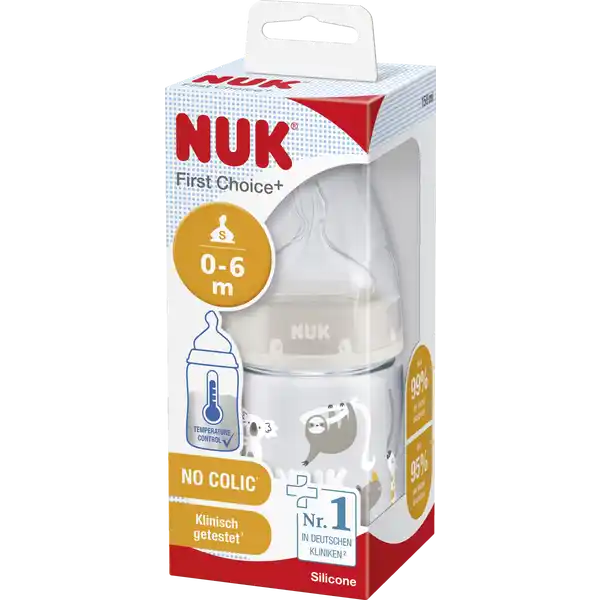 First Choice+ Babyflasche mit Temperature Control, 0-6 Monate, beige