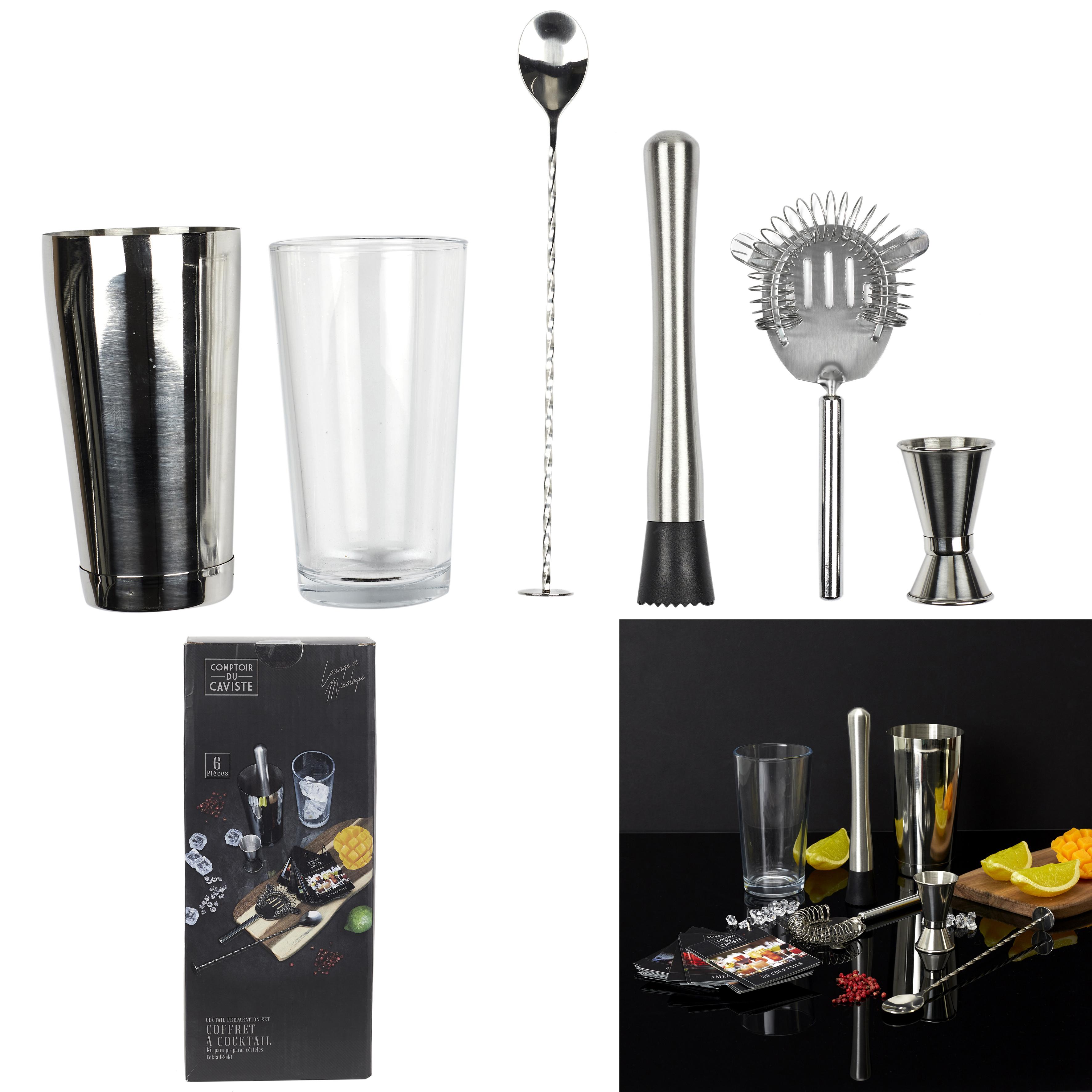 SET COCKTAIL 5 ACCESSOIRES ET 50 RECETTES