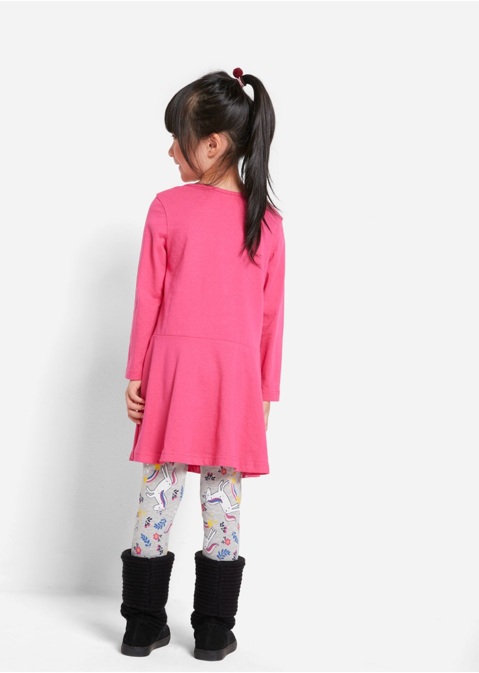 Robe en jersey + legging fille avec robe de poupée (Ens. 3 pces.)