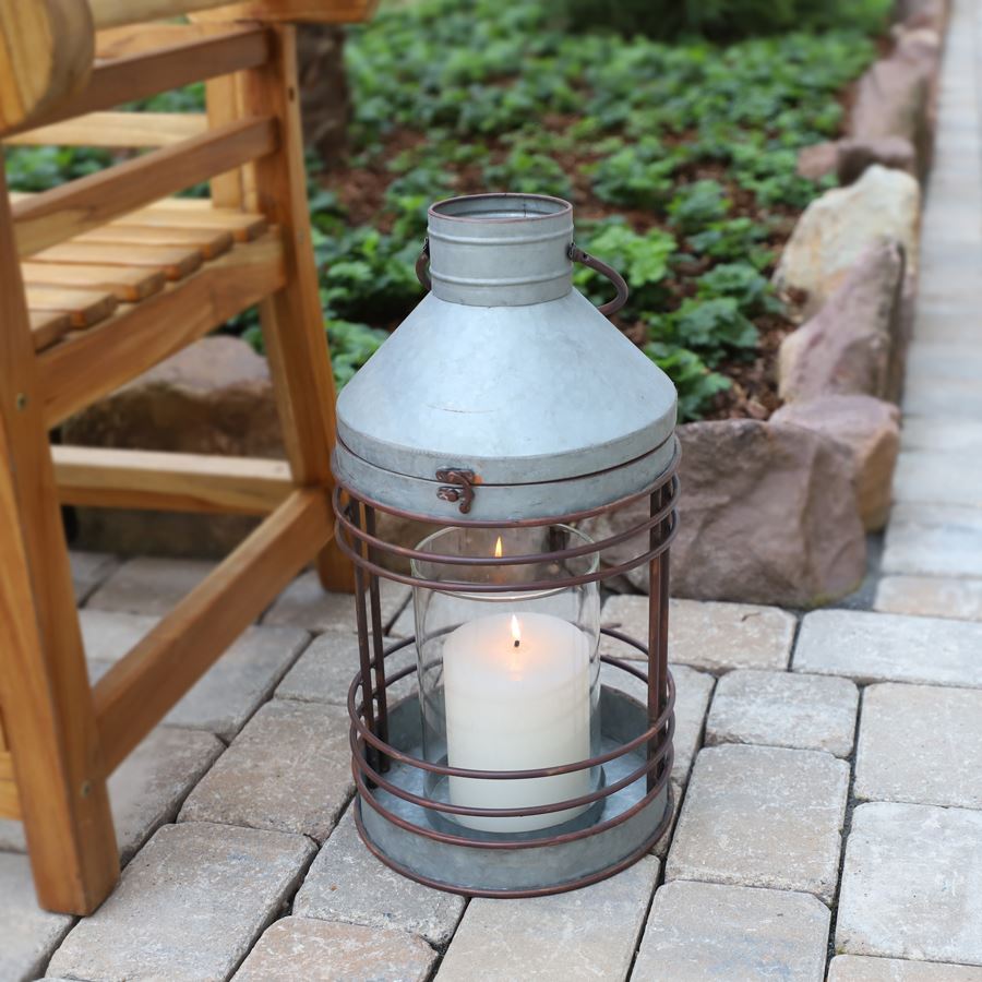 Outdoor-Laternen-Set aus Zink mit Glaseinsatz 2-teilig