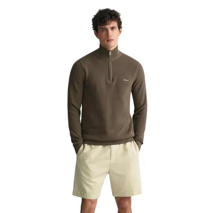 Gant Pique Half Zip Sweater Heren