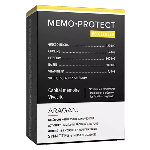 Aragan - Synactifs - MemoProtect® - Memória - Ginkgo Biloba - 60 cápsulas