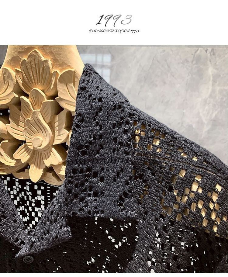 Wewewow - Kanten shirt met korte mouwen