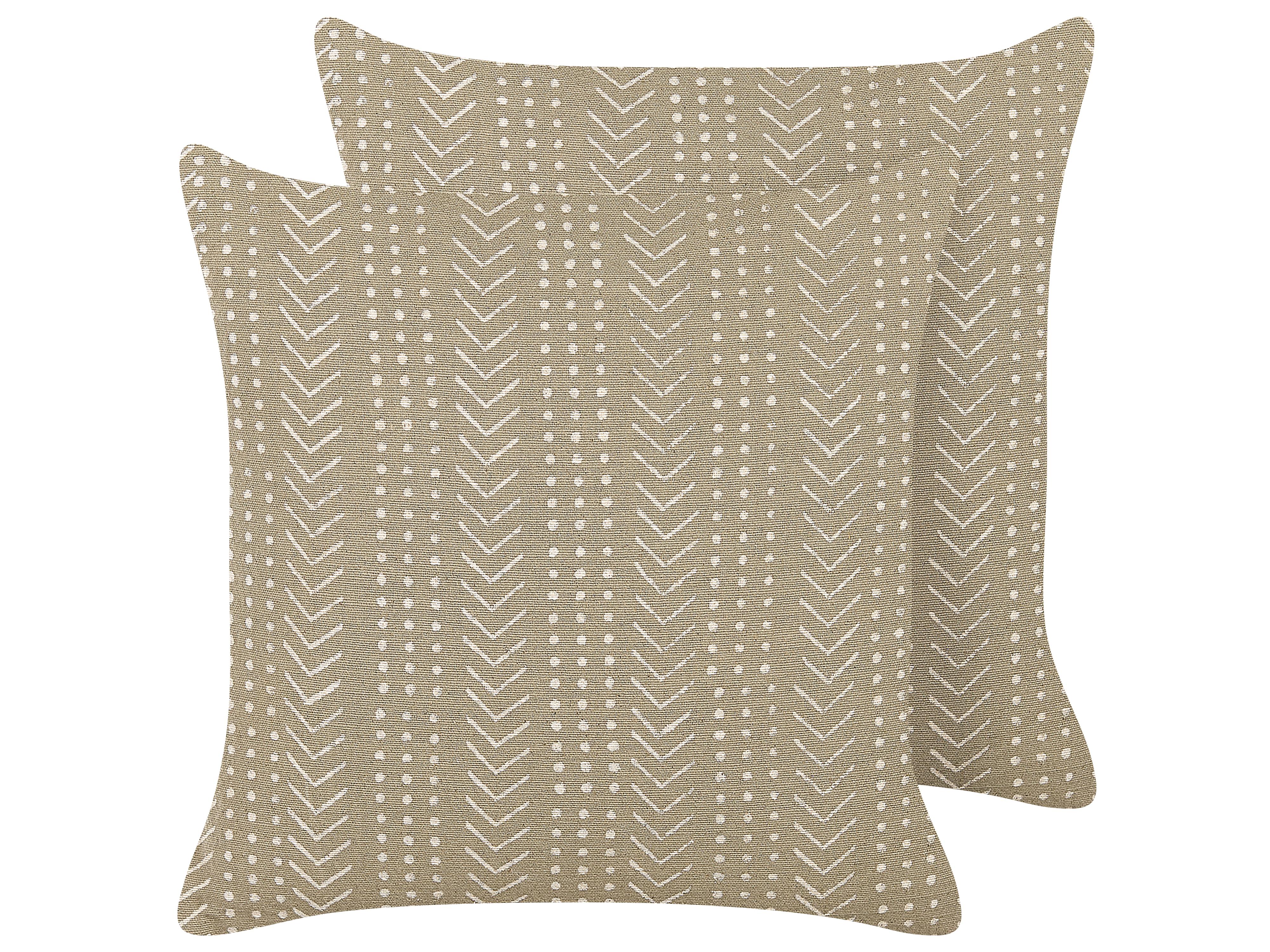 Set van 2 sierkussens SENECIO Katoen 45 x 45 cm Beige geometrisch patroon