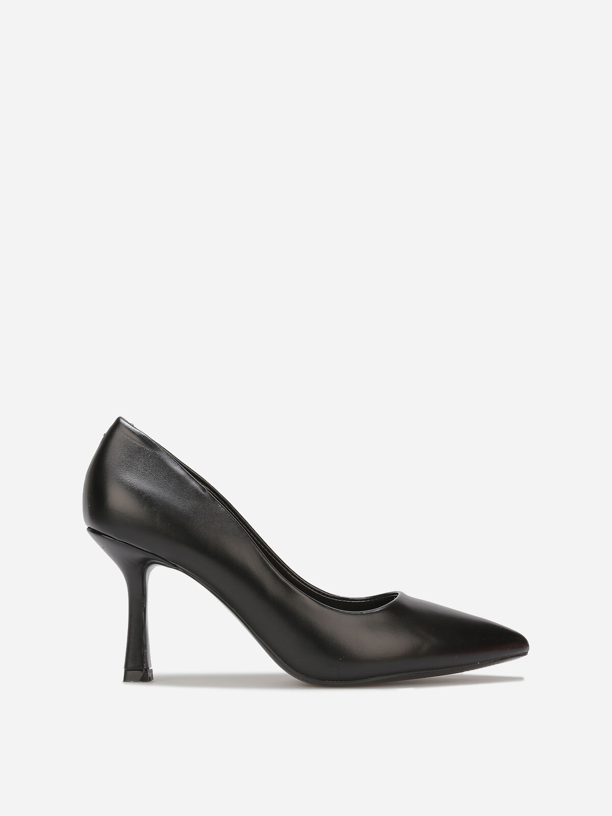 Escarpins en simili à talon bobine fin- Noir