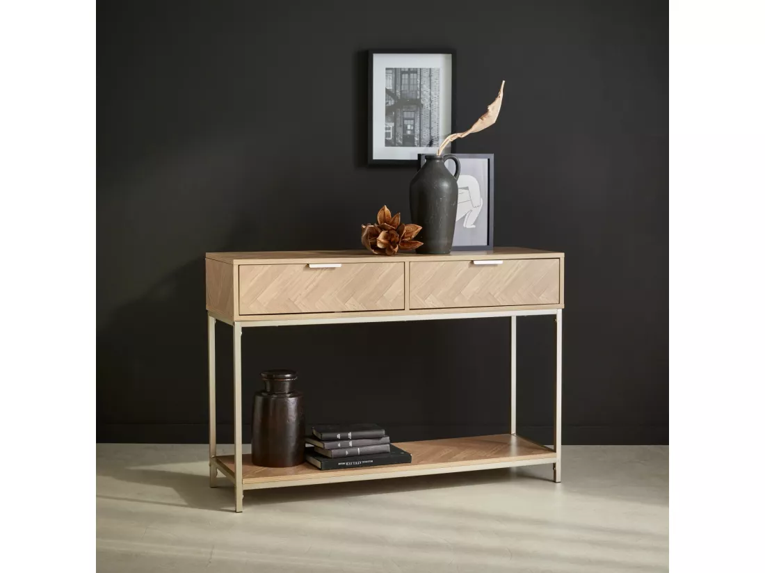 Console. Budapest. deux tiroirs. une étagère. L 110 x l 35 x H 75cm