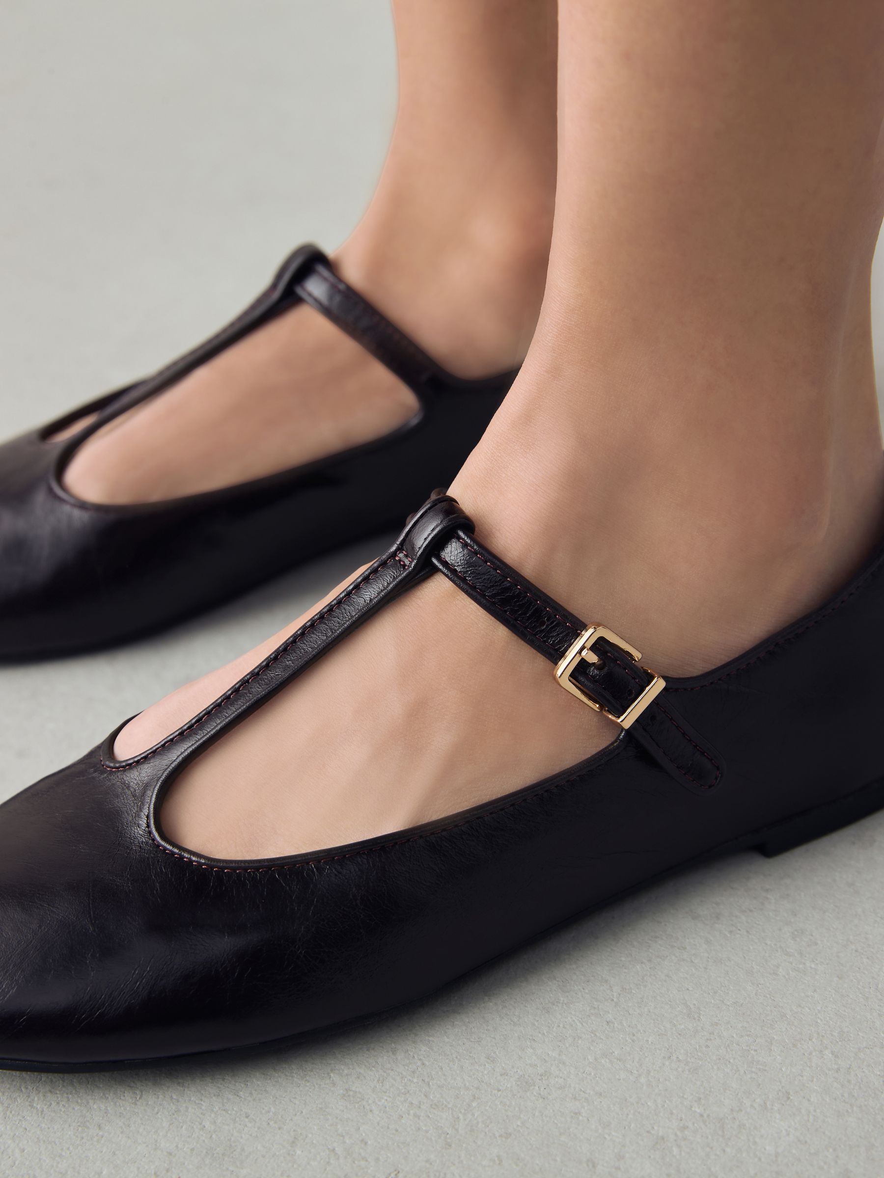 Bordeauxrood - Forever Comfort® leren T-Bar Mary Jane-schoenen