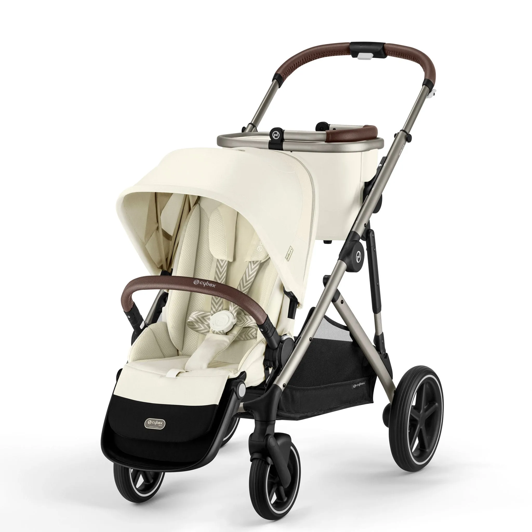 Cybex Poussette Gazelle S 2 – Châssis couleur taupe avec siège Beige Coquillage
