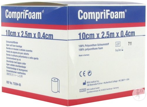 Bsn Medical Comprifoam Bandes En Mousse À Cellules Ouvertes 2,5m x 10cm x 0,4cm Pièce 1 (7529400)