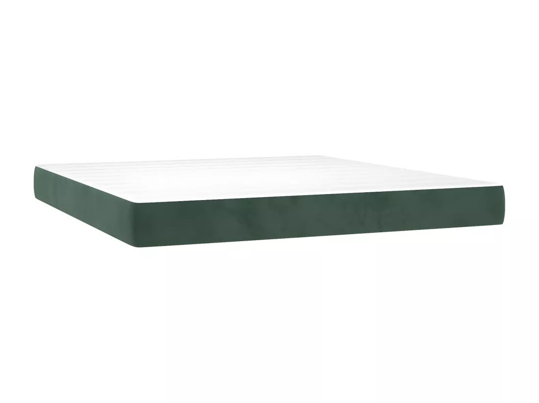 Sommier tapissier matelas et LED Vert foncé 160x200 cm Velours