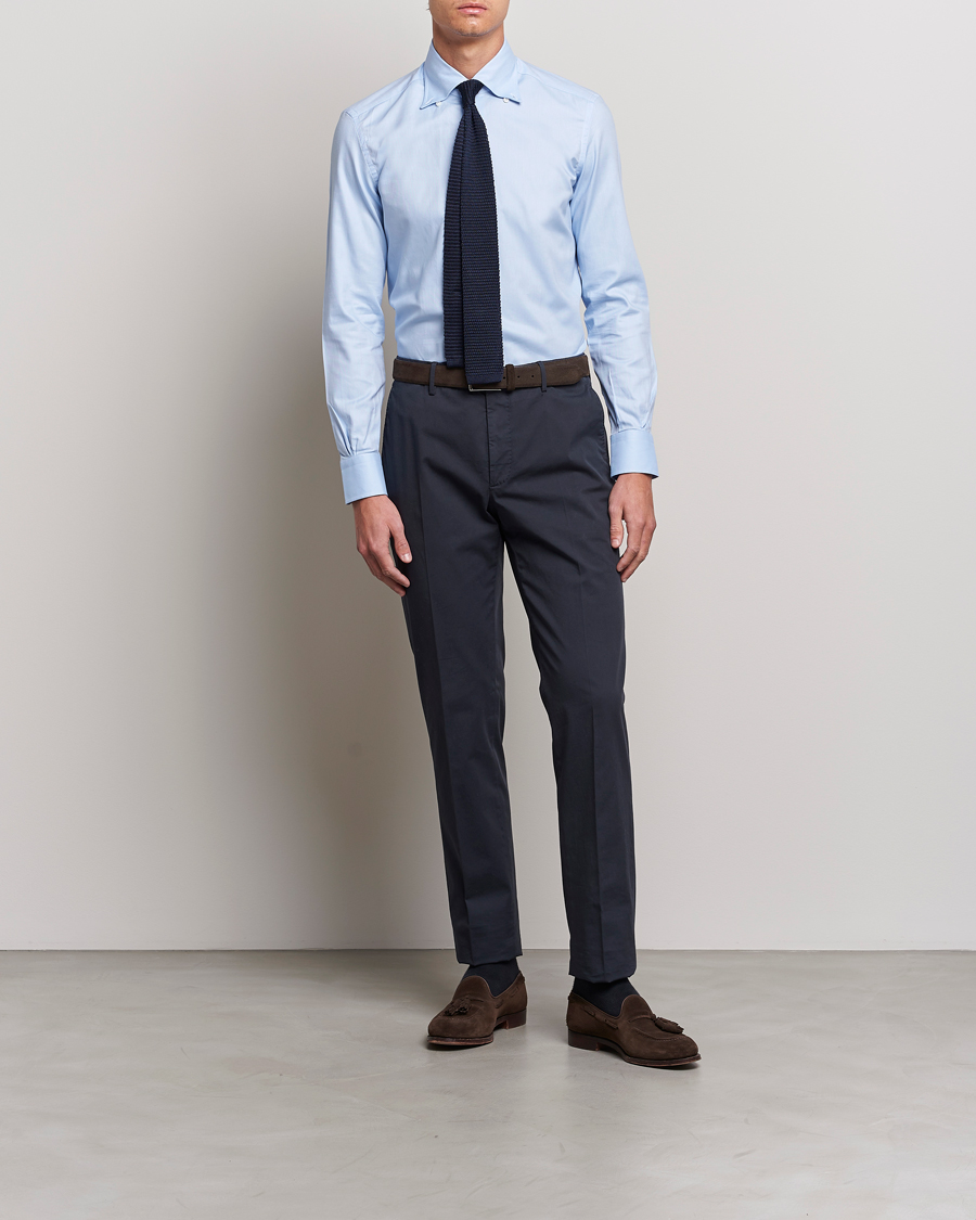 Mazzarelli Soft Oxford Button Down Shirt Light Blue