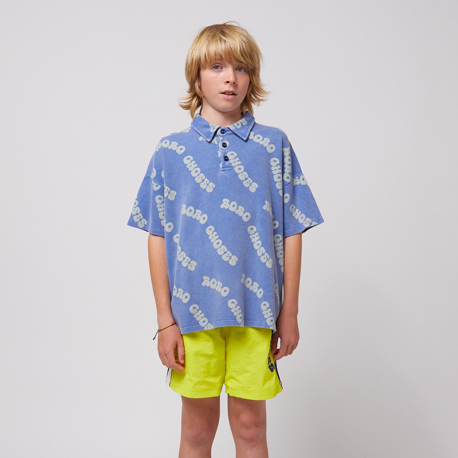 Polo Shirt Wavy Bobo Choses All Over Waffle Blue