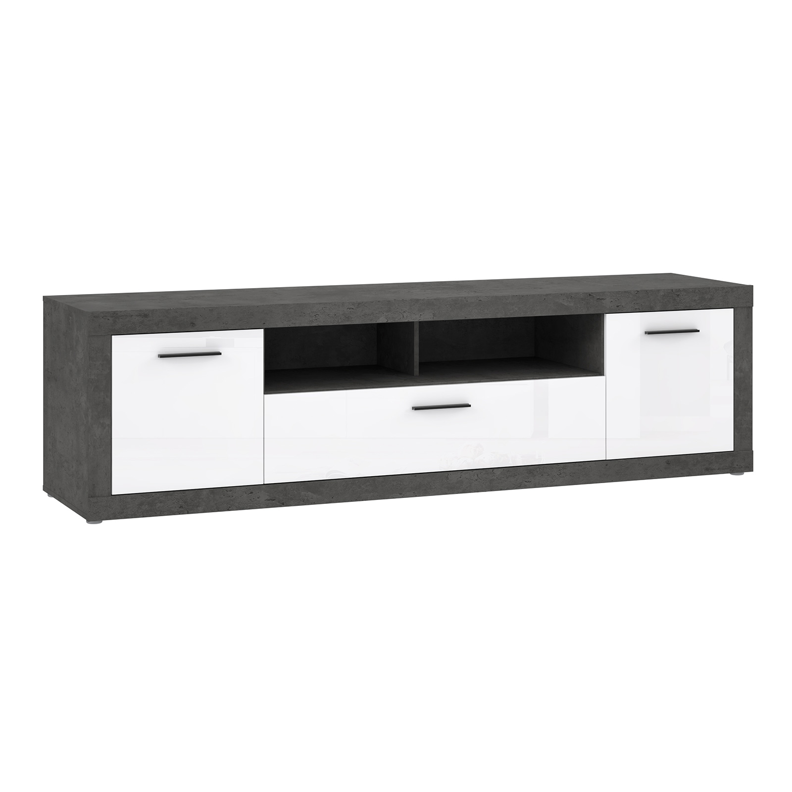 Lowboard - Betonoptik - weiß - 213 cm breit