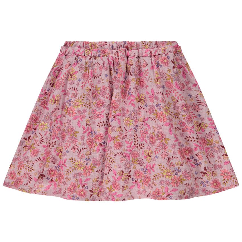 Jupe patineuse imprimé fleuri pour fille - Rose