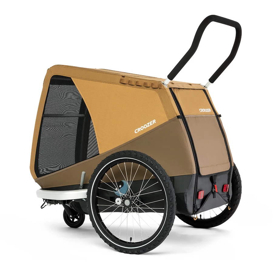 CROOZER Hundefahrradanhänger Dog Mikke Sundown yellow inklusive Hundebett Asphalt grey