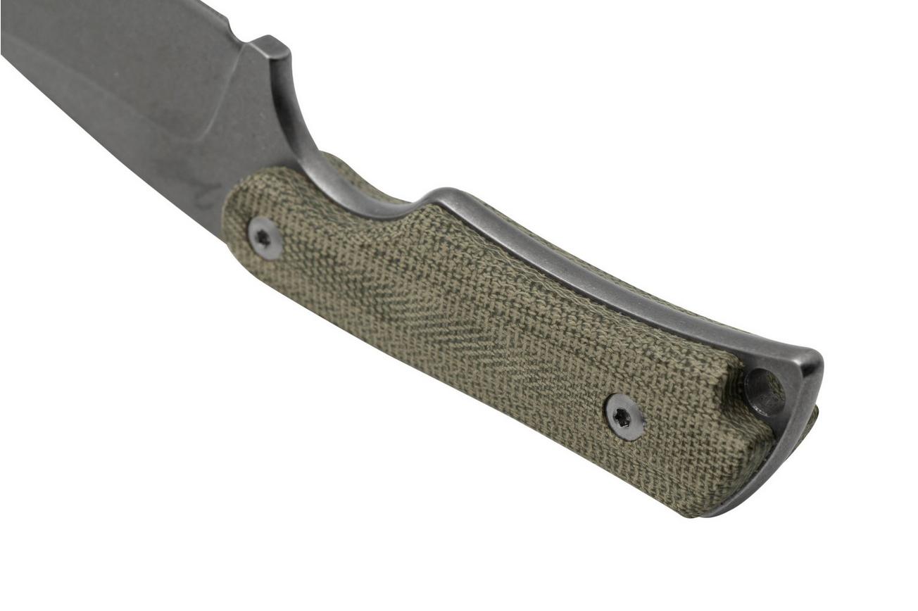 Mercury Kali N690 Stonewashed Sheepsfoot, Green Canvas Micarta, vaststaand mes